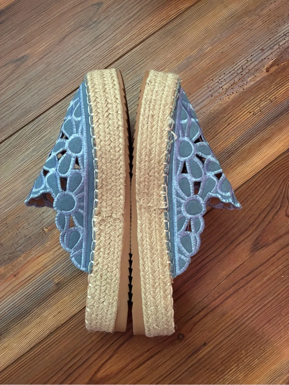 Style & Co. Denim Blue Crochet Espadrille Mule